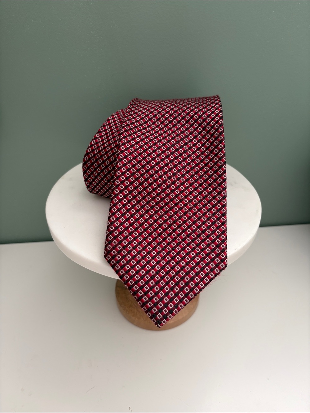 Men's Patterned Red Balmain Paris Silk Tie